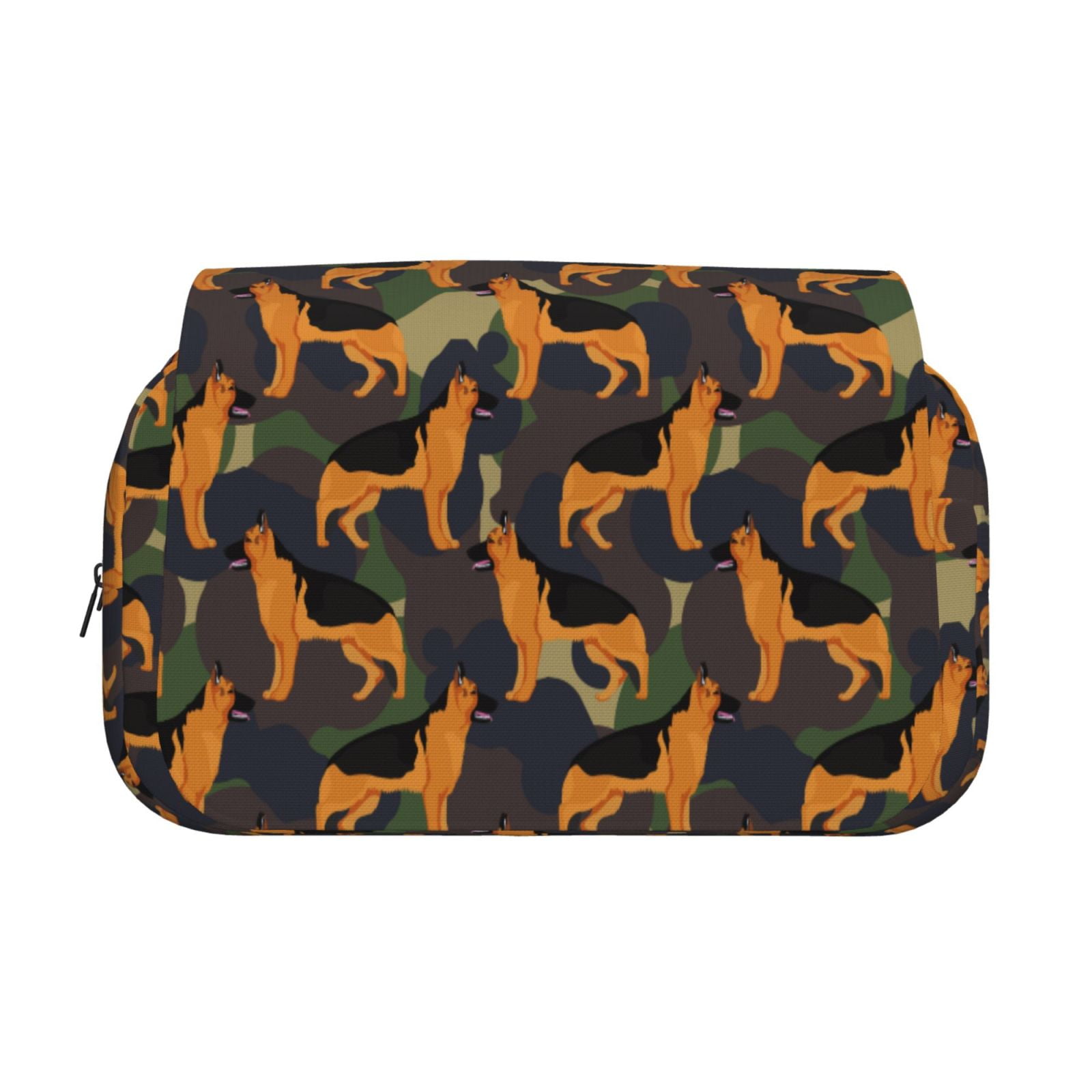 Rateoe German Shepherd Dog Pattern Double Clamshell Pen Case, Storage Organizer with Two Zipper Compartments– Holds Up to 50 Pencils & Pens