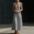 thumbnail image 5 of Plus Size Summer Casual Sundress Women's Summer Casual Dress Gradual Sleeveless Neck V-Neck Long Dress Gray L, 5 of 8