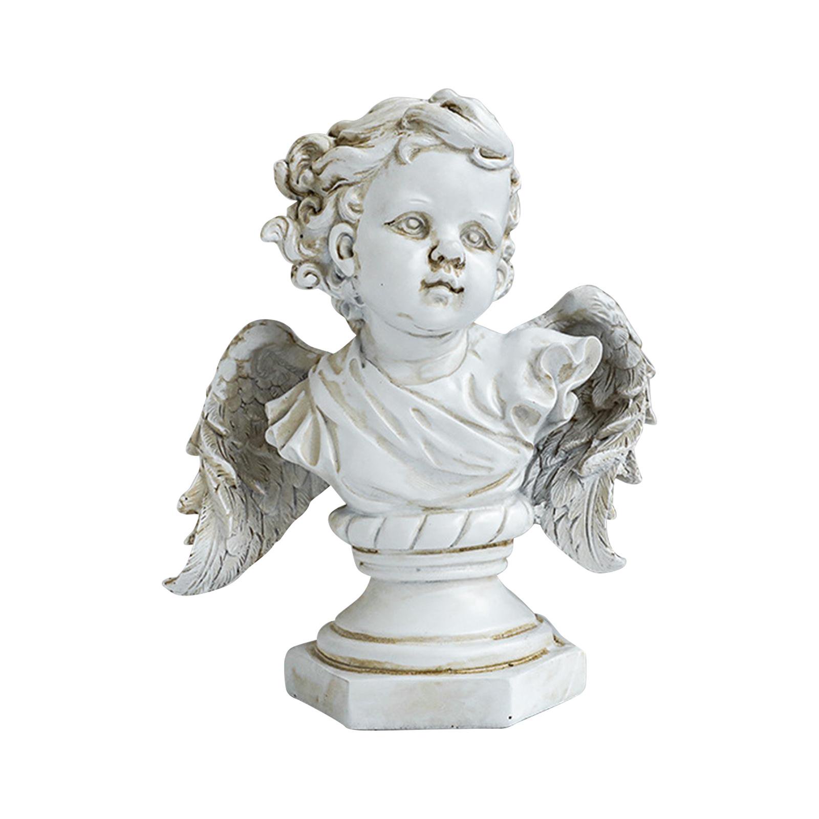 TISHITA Angel Figurine Cute Europe Collectible Figurine Creative Angel Sculpture Cherub Garden Statue Resin Miniature Statue Suitable for Living Room Bedroom Antique