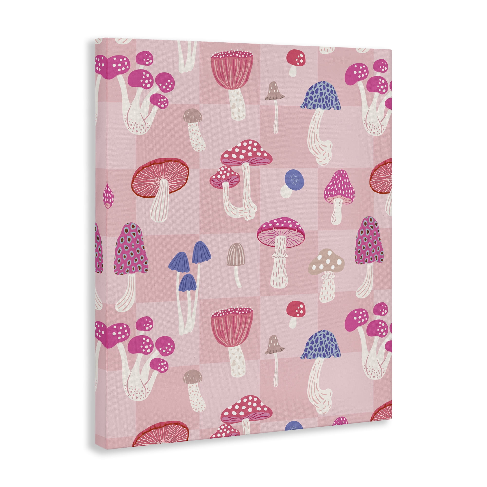 Stupell Industries Pastel Pink Mushrooms Plants & Flowers Painting Wrapped Canvas Art Print Wall Art, 30 x 40