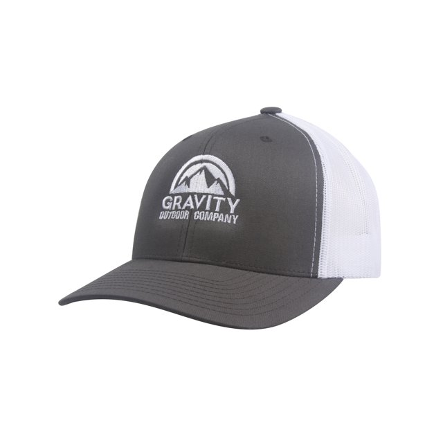 Gravity Outdoor Retro Trucker Snapback Hat - Grey/White/White