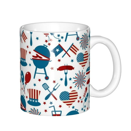 

Yiaed Fourth Of July Party Print Ceramics Coffee Large Handle Design Extra Large Tea and Coffee Cup for Office and Home Mugs