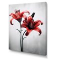 thumbnail image 2 of Designart "Lily Petals In Red And Grey" Lilies Canvas Art Print, 2 of 7