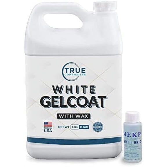 White Gelcoat with Wax – Isophthalic NPG Marine Repair Kit for Boats, Pools & Fiberglass Surfaces – UV Resistant, High-Gloss Waterproof Finish (1 Gallon   2oz MEKP-925)$$Watercraft