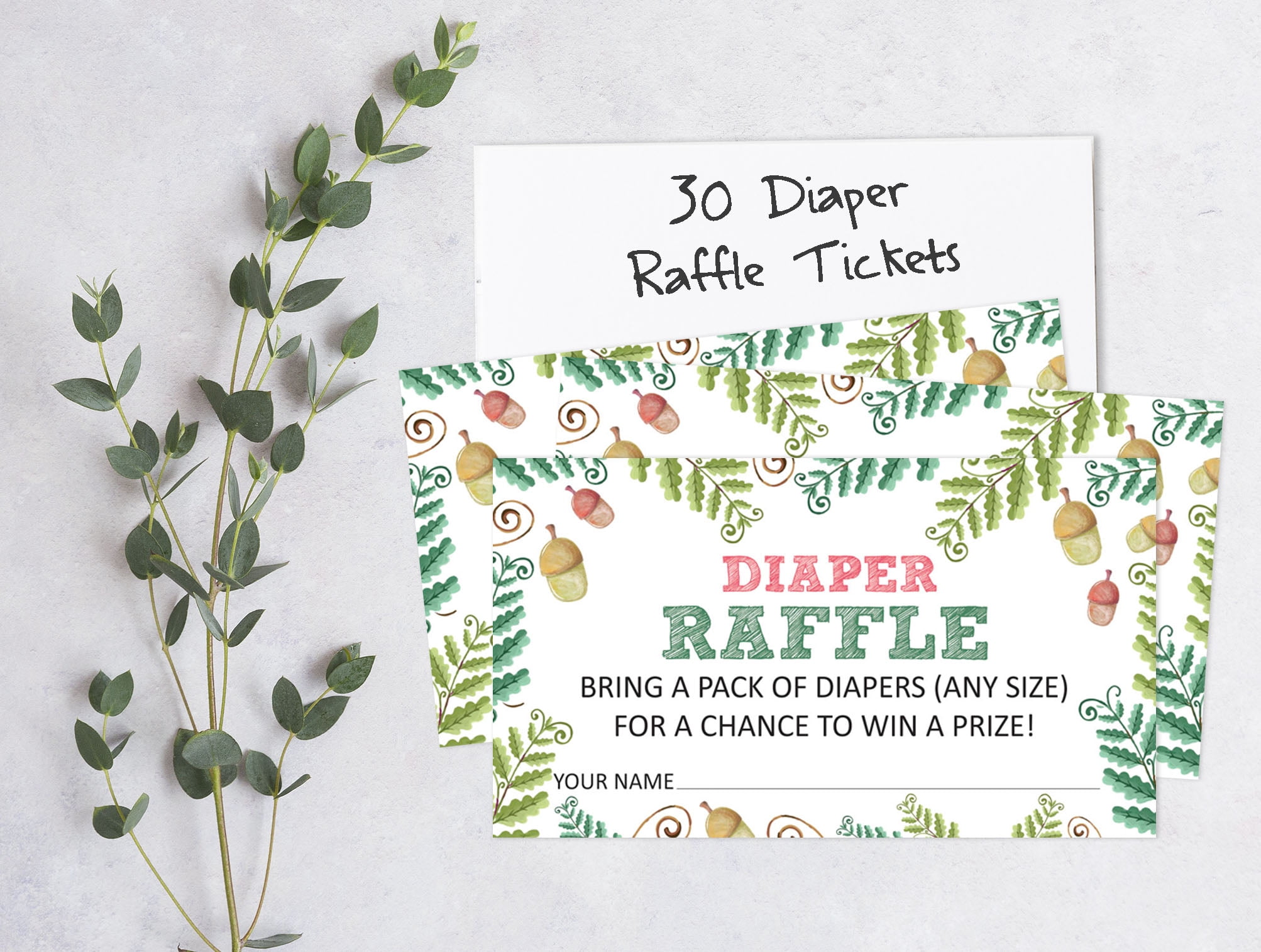 Inkdotpot Set Of 30Floral Baby Shower Invitations-Diaper Raffle Tickets And Baby Shower Book Request Cards Gender Neutral Invites Its A Boy Its A Girl