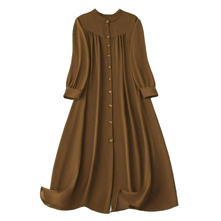 ClodeEU Women's Plus Size V Neck Crinkle Rayon Knee Length Dress,Casual  Trendy Long Dress Coffee,Womens Plus L - Walmart.com