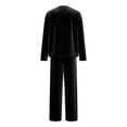 thumbnail image 5 of ZToonmas Women's 2 Piece Outfits Solid Crew Neck Long Sleeve Top and Wide Leg Pants Set Casual Loose Tracksuits, 5 of 9
