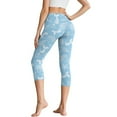 thumbnail image 2 of SCRAWLGOD Fish Conch Seashell Blue Women's Capri Leggings with Pockets High Waist Tummy Control Crop 3/4 Leggings Slim Breathable Stretch Athletic Cropped Tights, XS, 2 of 7