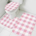thumbnail image 3 of Pink Plaid Bath Mat 3 Piece Bathroom Rug Set, Spring Farmhouse Buffalo Checkered Non Slip Bath Rug Contour Mat and Toilet Lid Cover, Absorbent Shower Mats Soft Bath Rugs and Mats Sets, 3 of 8
