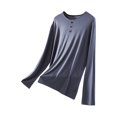 thumbnail image 1 of Dsseng Hauts de Sommeil pour Femmes Amples Simples Blouse Unie à Boutons pour Femmes Confortable Décontractée à Manches Longues Col Ras du Cou Haut de Pyjama pour Femmes, 1 of 4