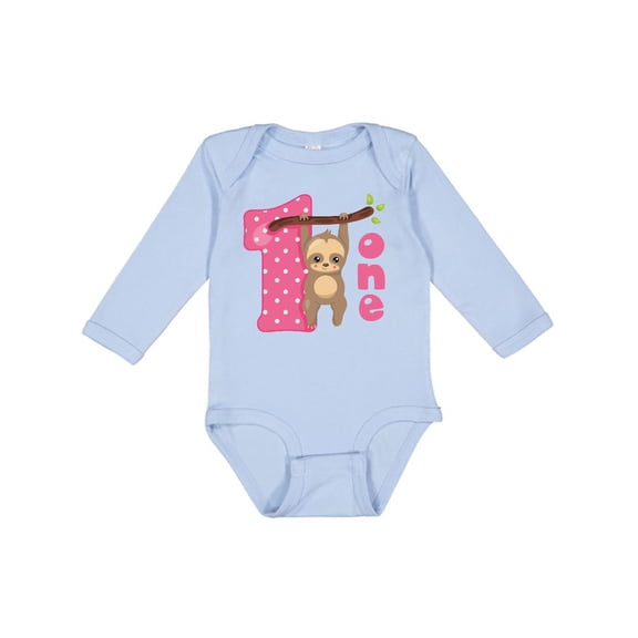 Inktastic Pink Sloth 1st Birthday Girls Long Sleeve Baby Bodysuit