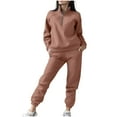 thumbnail image 2 of Xdegoge Outfits for Women 2 Piece Sets Long Sleeve Sweatsuit Half Zip Stand Collar Sweatshirts Elastic Waist Joggers Pants with Pockets Lounge Loose Tracksuit 2025, 2 of 5