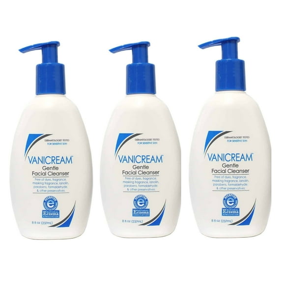 Vanicream Gentle Facial Cleanser For Sensitive Skin-Gluten Free, 8 oz (Pack of 3)