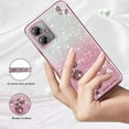 thumbnail image 2 of for Motorola Moto G54 Case Clear Glitter Sparkle Aesthetic Motorola G54 5G Phone Case Silicone Soft Flower Transparent Shockproof Cover Purple Slim (Pink), 2 of 14
