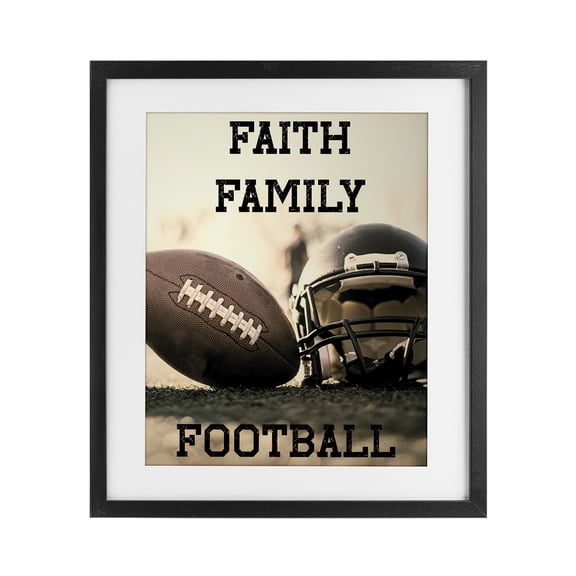 Stupell Industries Faith Family Football Black Framed Print Under Glass, design by Jesse Keith