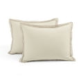 thumbnail image 2 of Lush Decor Hampton Double Flange Embroidered Contrast Edge Cotton Comforter Set, 3 Piece Set, King, Neutral & Copper - Hotel Bedding Set - Embroidered Trim - Beige Comforter - Minimalist Decor, 2 of 6