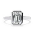 thumbnail image 2 of Solitaire Engagement Ring for Women | Center 7.5x5.5mm Emerald Cut Lab Created Moissanite Bezel Set Wedding Promise Rings in 14K White Gold Over Sterling Silver Jewelry Gift for Her, Ring Size 6, 2 of 6