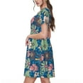 thumbnail image 2 of Honeii Colorful Flowers Print Women’s Short Sleeve Dress, Comfortable Casual Dress, Soft Polyester Spandex Blend, Stylish Everyday Wear for Summer, Perfect for Travel and Vacation, 2 of 6