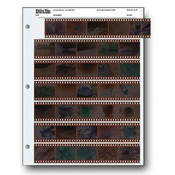 Print File 35mm Size Negative Pages Holds Seven Strips of Five Frames, Pack of 25