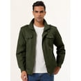 thumbnail image 3 of Chaqueta cortavientos para hombre con cuello levantado y cremallera, bolsillos múltiples, chaquetas cargo Verde oliva L, 3 of 6
