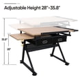 Adjustable Angle Solid Pine Wood Drafting Table - 135x80x96cm Artist Drawing Desk For Crafts & Design