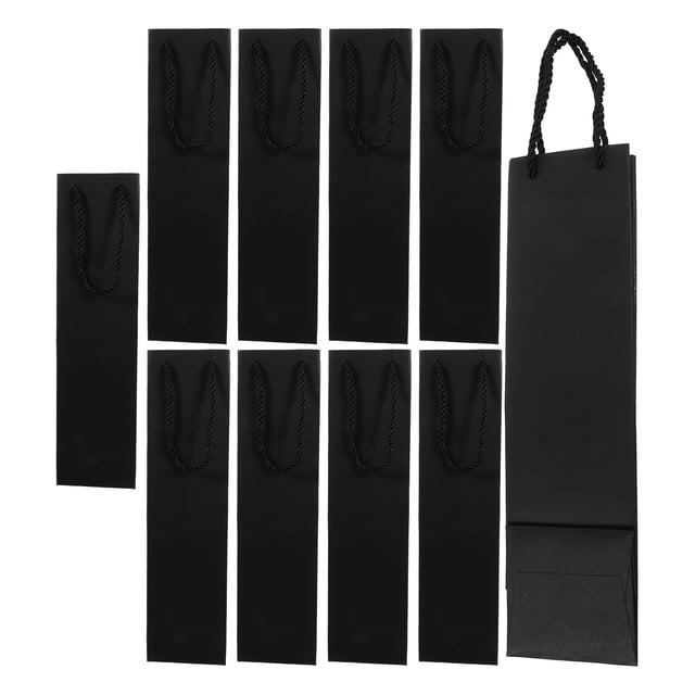 GARVALON 12Pack Simple Design Pouches Black Kraft Paper for Store Use