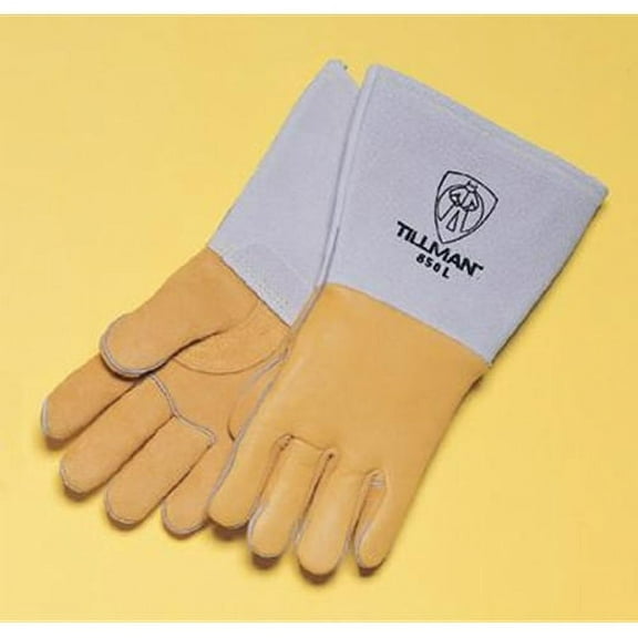 Tillman X-Large 14'' Gold Top Grain Elkskin Cotton/Foam Lined Super Premium Grade Stick Welders Gloves With Reinforced Straight Thumb, Stiff Cowhide Cuff, Welted Finger, Kevlar Lock Stitching And P