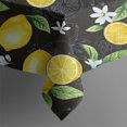 thumbnail image 4 of Yellow Lemon Fruit Flowers Black Pattern Rectangle Tablecloth 60"x120",Waterproof Polyester Rectangle Table Cloth, Wipeable Spillproof Polyester Tablecloth for Dining, Camping, Indoor and Outdoor, 4 of 6