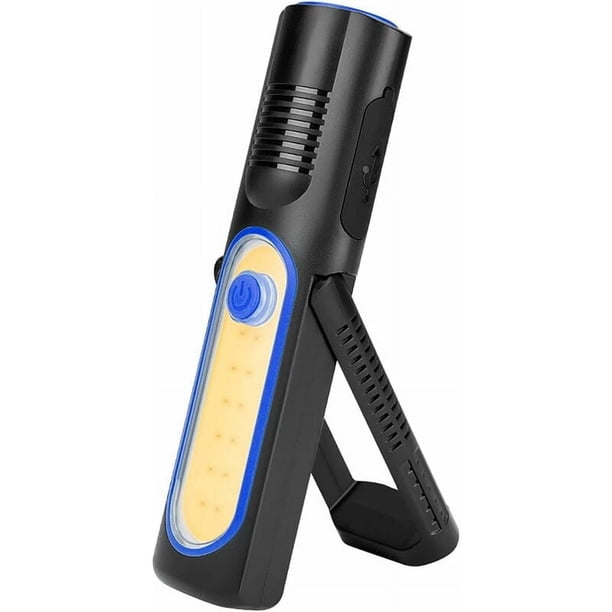 Luz de trabajo resistente al agua, luz SOS, luces magnéticas multifuncionales con giro de 360° para inspección debajo del capó, azul, ideal para acampar, reparación de automóviles y emergencias