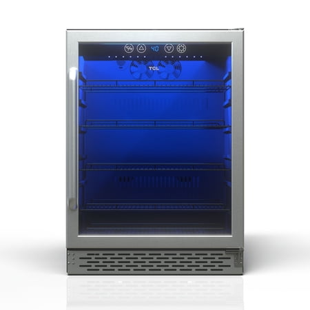 TCL Stainless Steel Single Door 161 Can Beverage Cooler for Kitchen, Bedroom & Office, 5.3 Cu. Ft.