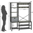 thumbnail image 4 of Homieasy Hall Tree with Bench, 71’’ Coat Rack with Shoe Storage, 5 in 1 Large Entryway Bench with 5-Tier Shelves, Fabric Storage Basket, Side hooks, Black Oak, 4 of 7