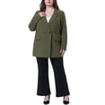 thumbnail image 2 of Agnes Orinda Women's Plus Size Blazers Lapel Button with Pockets Work Jackets Blazer 2X Army Green, 2 of 8