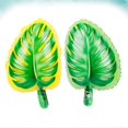 thumbnail image 2 of 12pcs Palm Leaf Shaped Balloon Monstera Balloons Hawaiian Aluminum Foil Balloons Summer Party Layout Supply Decoration (Green + Yellow Edge), 2 of 3