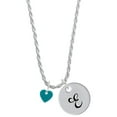 thumbnail image 1 of Delight Jewelry Acrylic 5/16" Teal Heart Silvertone Script Initial Disc - E - Charm Necklace, 20"+3", 1 of 4