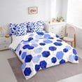 thumbnail image 3 of Manfei Blue Abstract Stripes Twin Bedding Sets 7-Piece for Teens, Modern Watercolor Honeycomb Bedding Comforter Set, Artwork Sheet Sets, Ultra Soft Bedroom Decor, 3 of 7