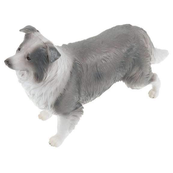 Border Dog Figurine Model Toy for Kids, Grey, 18 x 11.5 x 4.8 cm, and Realistic Pet Collectible