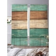 thumbnail image 3 of Farmhouse Teal Brown Sheer Curtains 84 Inch Length 2 Panels Set, Vintage Wooden Striped Voile Window Treatment Rod Pocket Curtains Sheers Drapes for Bedroom/Living Room/Kitchen 52"x84"x2, 3 of 7