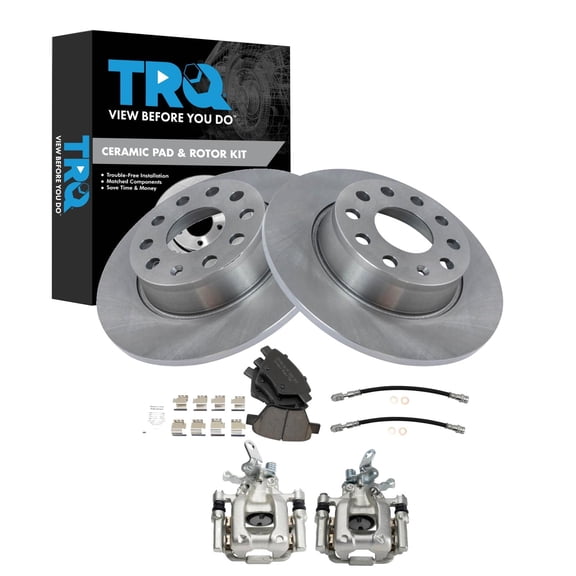 TRQ Rear Brake Pad & Rotor Kit Ceramic Fits 2014-2015 Volkswagen Passat