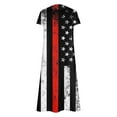 thumbnail image 5 of Fshaion Robe d'Été pour Femmes 2024 Grande Taille Ample Décontractée Col en V Jour de l'Indépendance Imprimée Manches Courtes Robes Liquidation Moins de 10!, 5 of 5