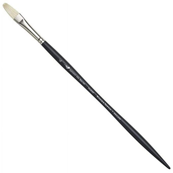 Winsor & Newton Artist Oil Brush, Long Handle, Filbert, 6