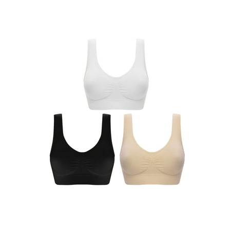 

3pcs Small Pleats Seamless Sports Bras Cozy & Thin Single Layer Everyday Tank Intimates Bras Women s Lingerie & Underwear