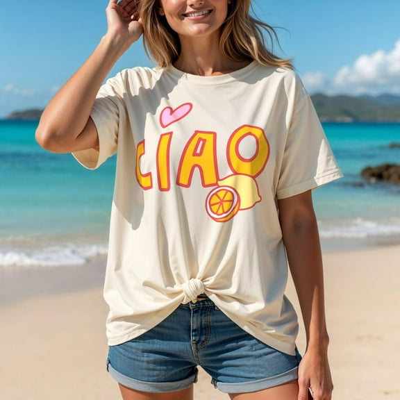 Ciao Lemon T-shirt, Italian Lemon Graphic Tee, Limoncello Shirt, Vintage Style, Ciao Bella Italy TShirt, Whimsical Aesthetic, Summer Vibes TH100605