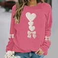 thumbnail image 1 of ICHUANYI Chandail à Col Rond pour Femmes de la Saint-Valentin avec Graphique de Cœur Imprimé, Col Rond, Décontracté, Ample, Chandail à Capuchon, Blouse à Manches Longues, Hauts, 1 of 5