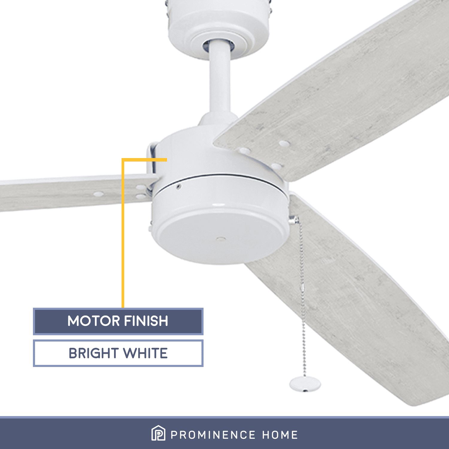 Prominence Home Journal 52" White Modern Indoor Outdoor Ceiling Fan with 3 Blades, Pull Chain & Reverse Airflow