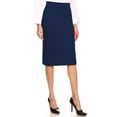 thumbnail image 2 of J. METHOD Women's Midi Skirt Basic Elastic Waist Knee Length Slim Fit Stretch Ponte Pencil Office Solid Skirts NEWSK40 Navy L, 2 of 4