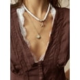 thumbnail image 5 of Women'S Lace Trim V Neck Blouse Short Sleeve Shirred Shirt Tops Summer Vacation Clothes Brown M, 5 of 9