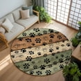 thumbnail image 3 of Grey Green Dog Paws 8ft Round Rug, Farmhouse Vintage Modern Brown Wood Non-Skid Rubber Backing Large Area Rugs - Living Room Bedroom Home Office, Indoor Floor Mat Carpets Washable Rug, 3 of 9