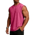 thumbnail image 3 of LTTVQM Mens Tank Tops Workout Cotton Sleeveless Loose Fit Cut off Muscle Gym Summer T Shirts Running Beach Loose Fit Tees Hot Pink M, 3 of 10
