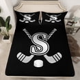 thumbnail image 2 of Homewish Kids Teens Ice Hockey Twin Sheet Sets 3pcs for Boys Girls, Black Gray Monogrammed Twin Fitted Sheet, Sports Theme Flat Sheet, Ultra Soft, 2 of 7