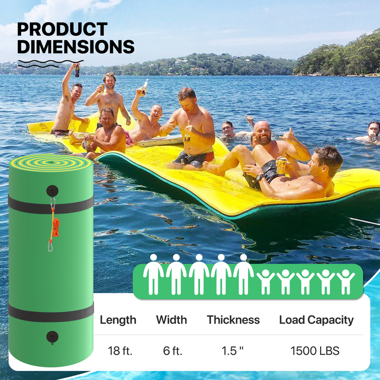 MADOG 18'x6' Tear-Resistant XPE Foam Water Floating Mat for Pool